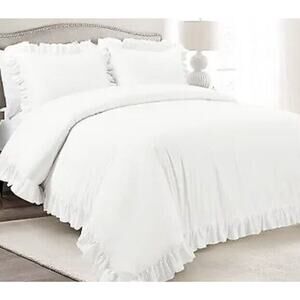 Lush Decor Reyna Cotton Duvet Cover Set White Ruffle Comforter Shabby King